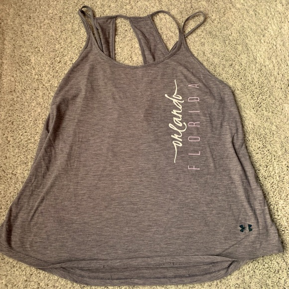 🎆🎇3for$9 Women’s Under Armour Orlando,FL tank top. Gray, white and pink.Size L - Picture 1 of 3